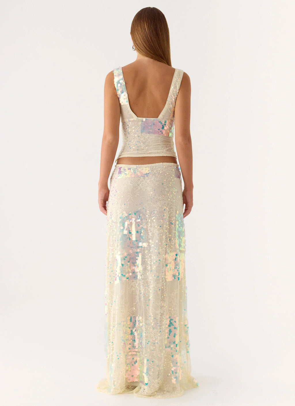 Erinah Sequin Maxi Skirt - Yellow