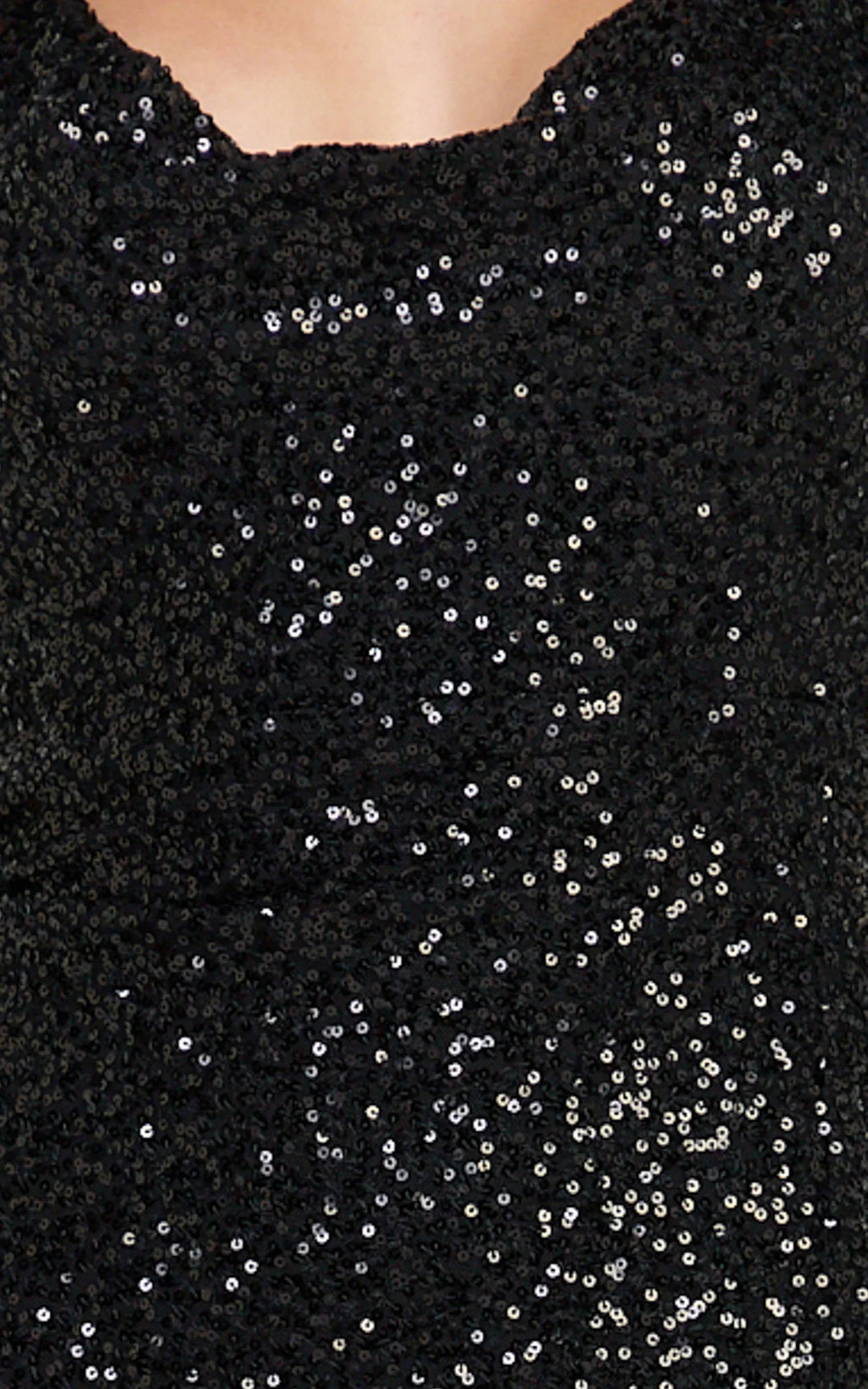 Malisha Maxi Dress - Sequin Cowl Neck Backless Dress in Black