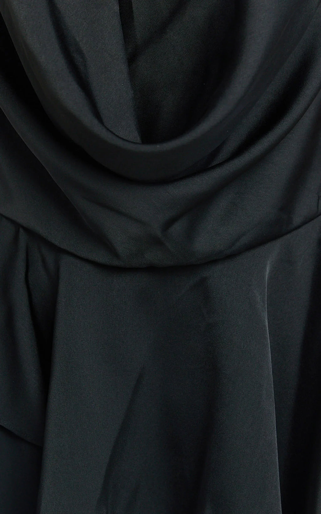 Tanisha Mini Dress - Halter Cowl Neck Asymmetrical Skirt Dress in Black