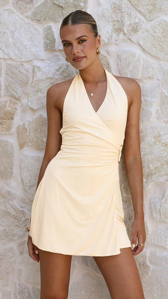 Brigitte Halter Mini Dress - Butter