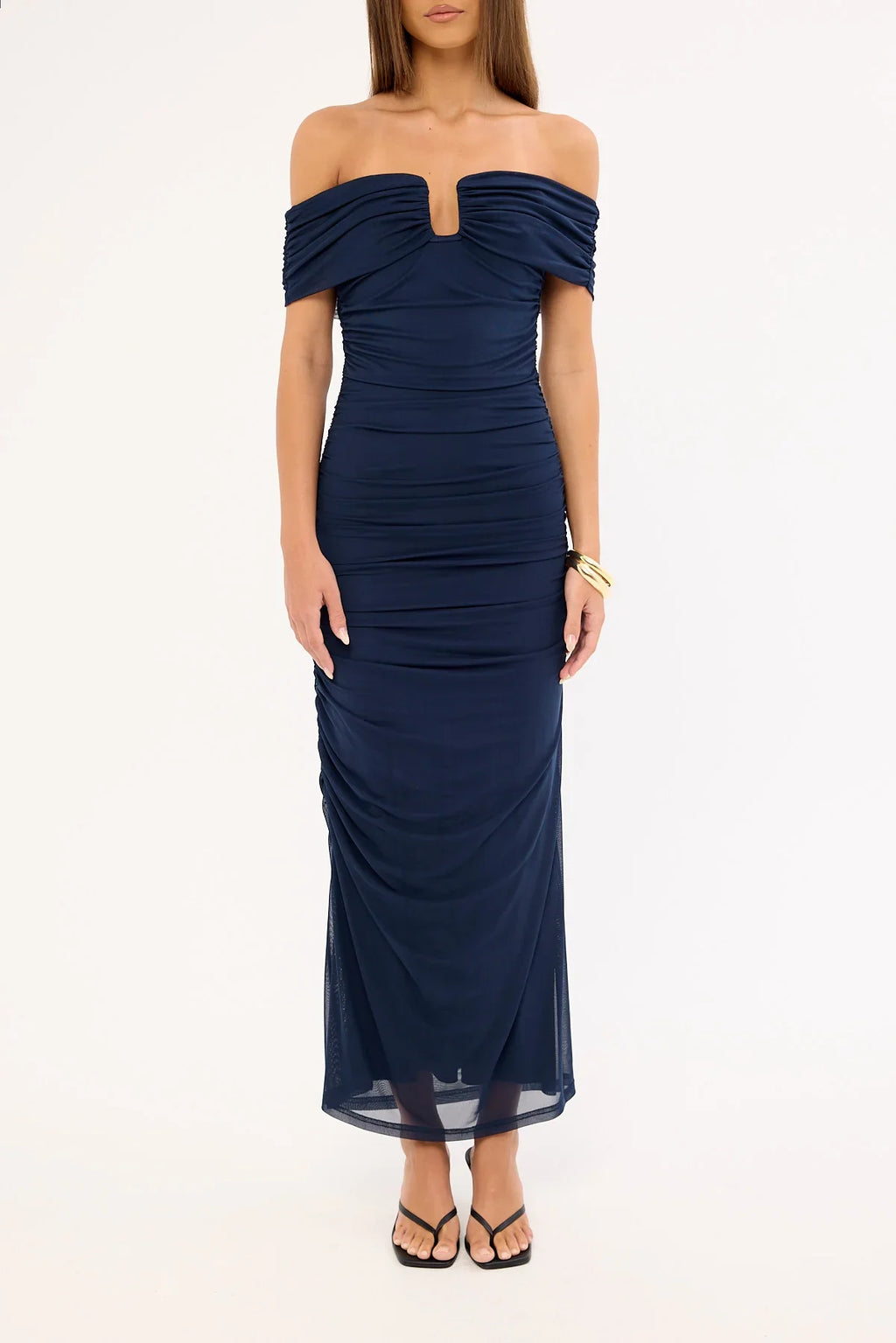 Luck & Trouble Millie Mesh Midi Dress Navy