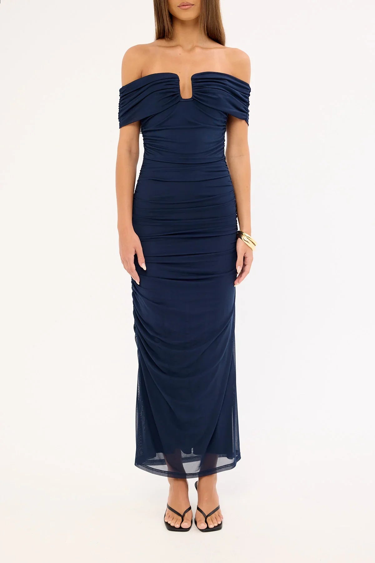 Luck & Trouble Millie Mesh Midi Dress Navy