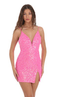 Sequin Bodycon Dress in Hot Pink