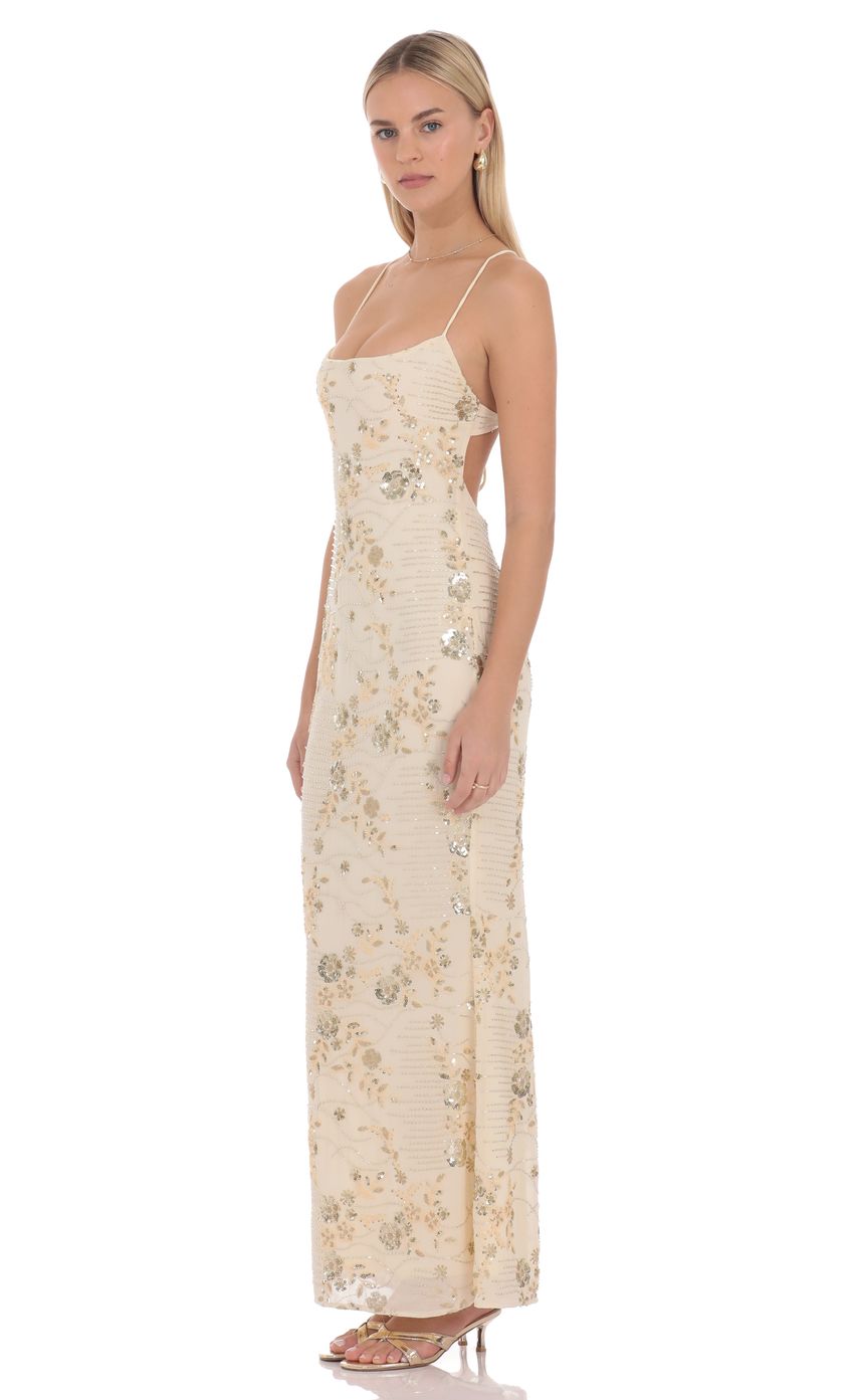 Lilia Embellished Maxi Dress in Cream