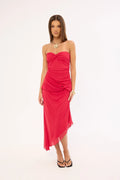 Luck & Trouble Lettie Mesh Midi Dress Raspberry