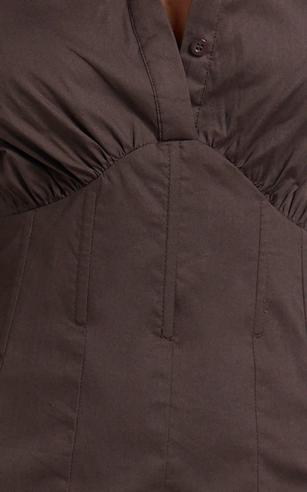 Gino Mini Dress - Collared Button Down Corset Waist Shirt Dress in Chocolate