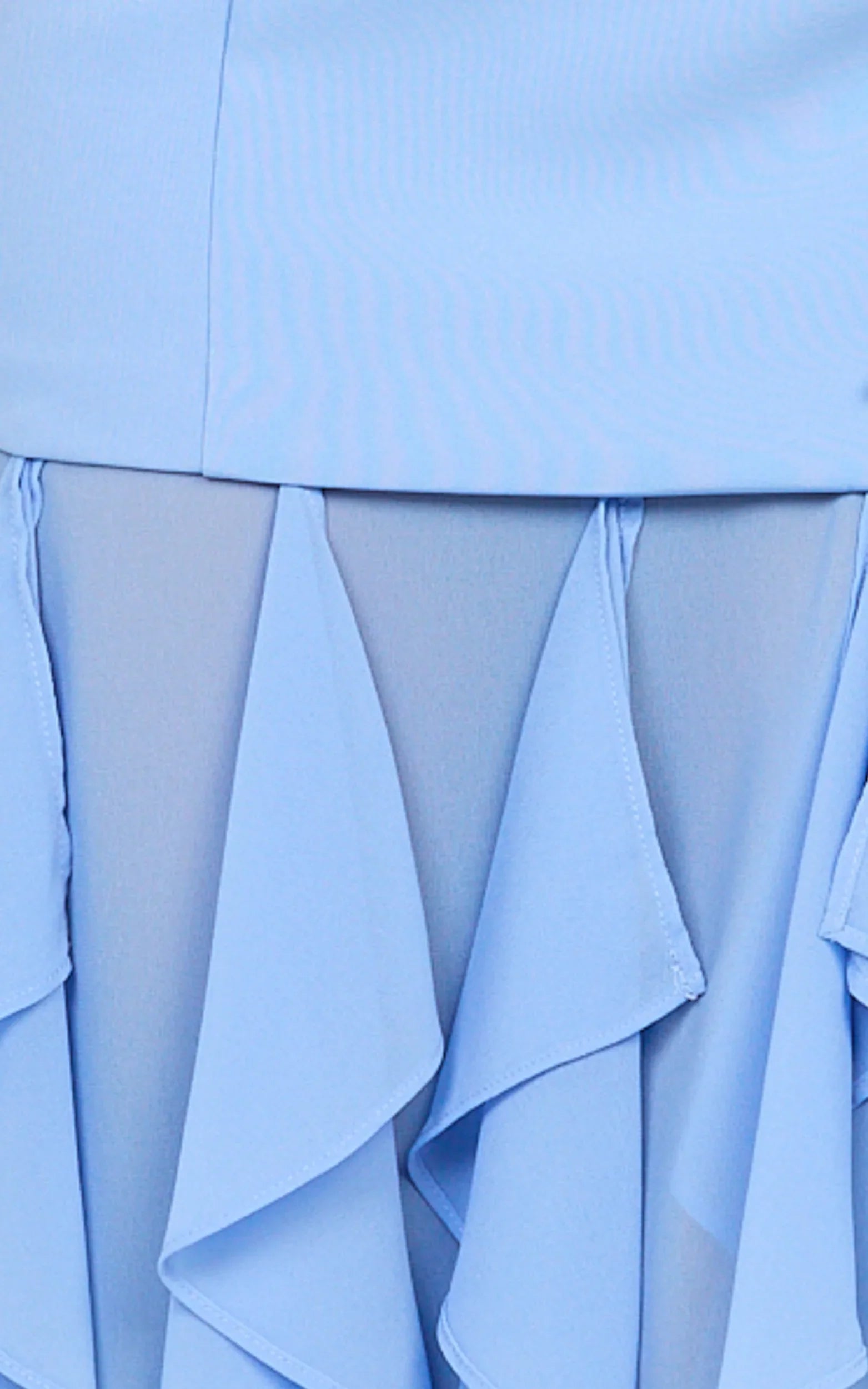 Selani Maxi Dress - Strapless Bodice Ruffle Hem Dress in Sky Blue