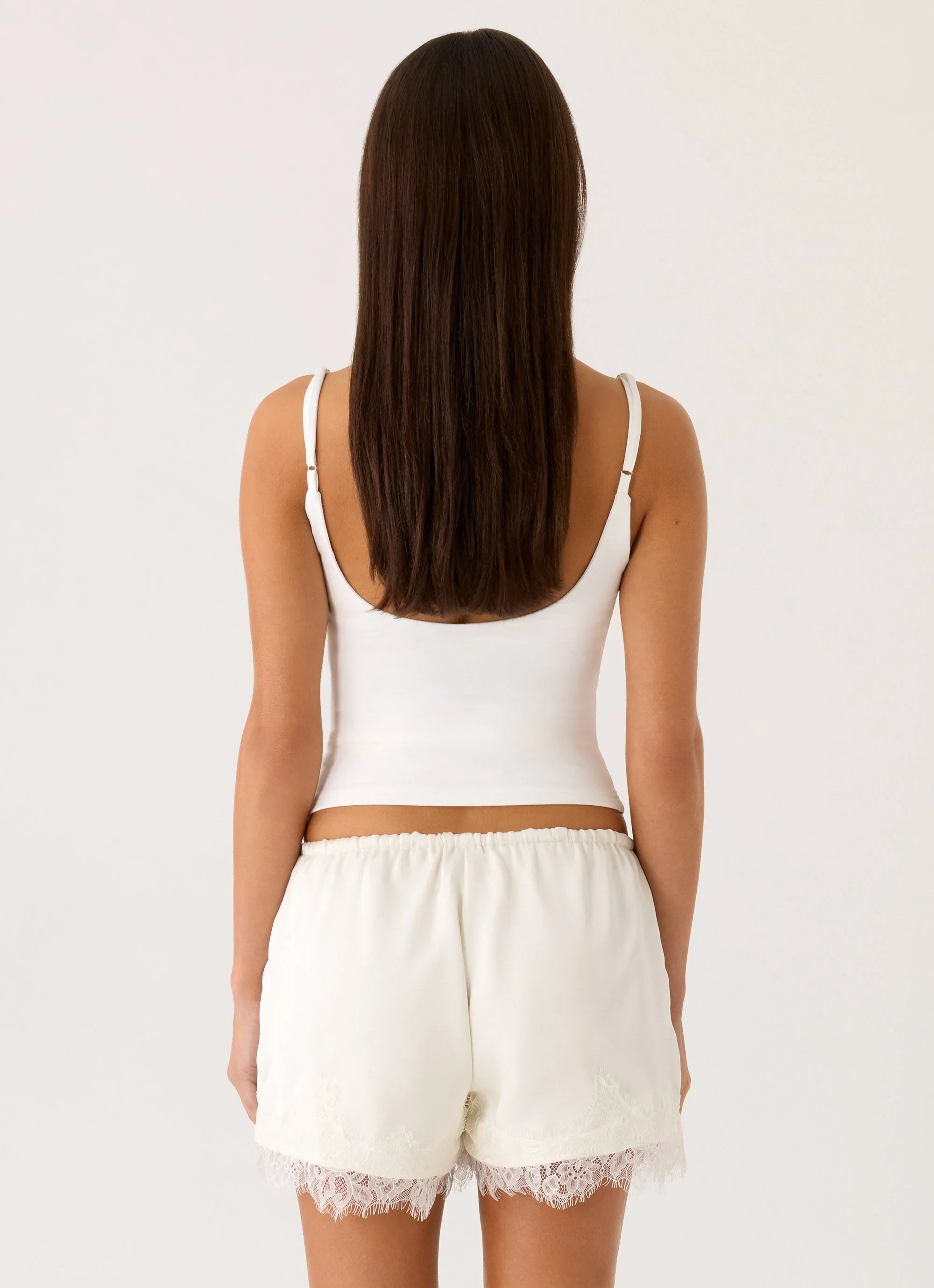 Tarina Lace Trim Mini Shorts - Ivory