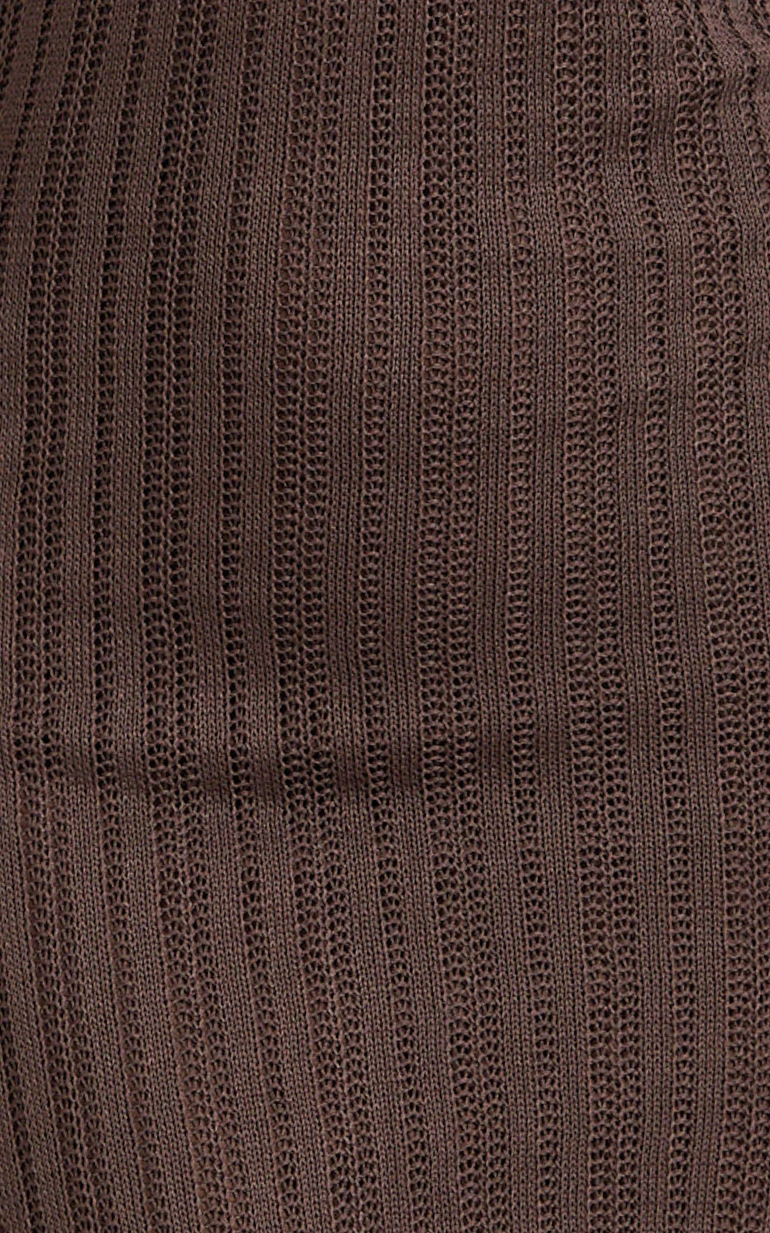 Shailene Maxi Dress - Chain Strap Scoop Neck Knitted Maxi Dress in Chocolate