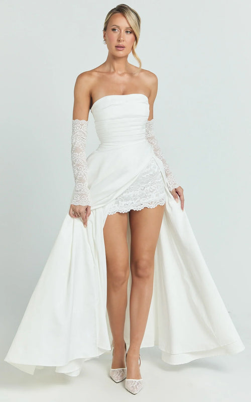 Bianca Maxi Dress - Strapless Fit And Flare Dress in Ivory