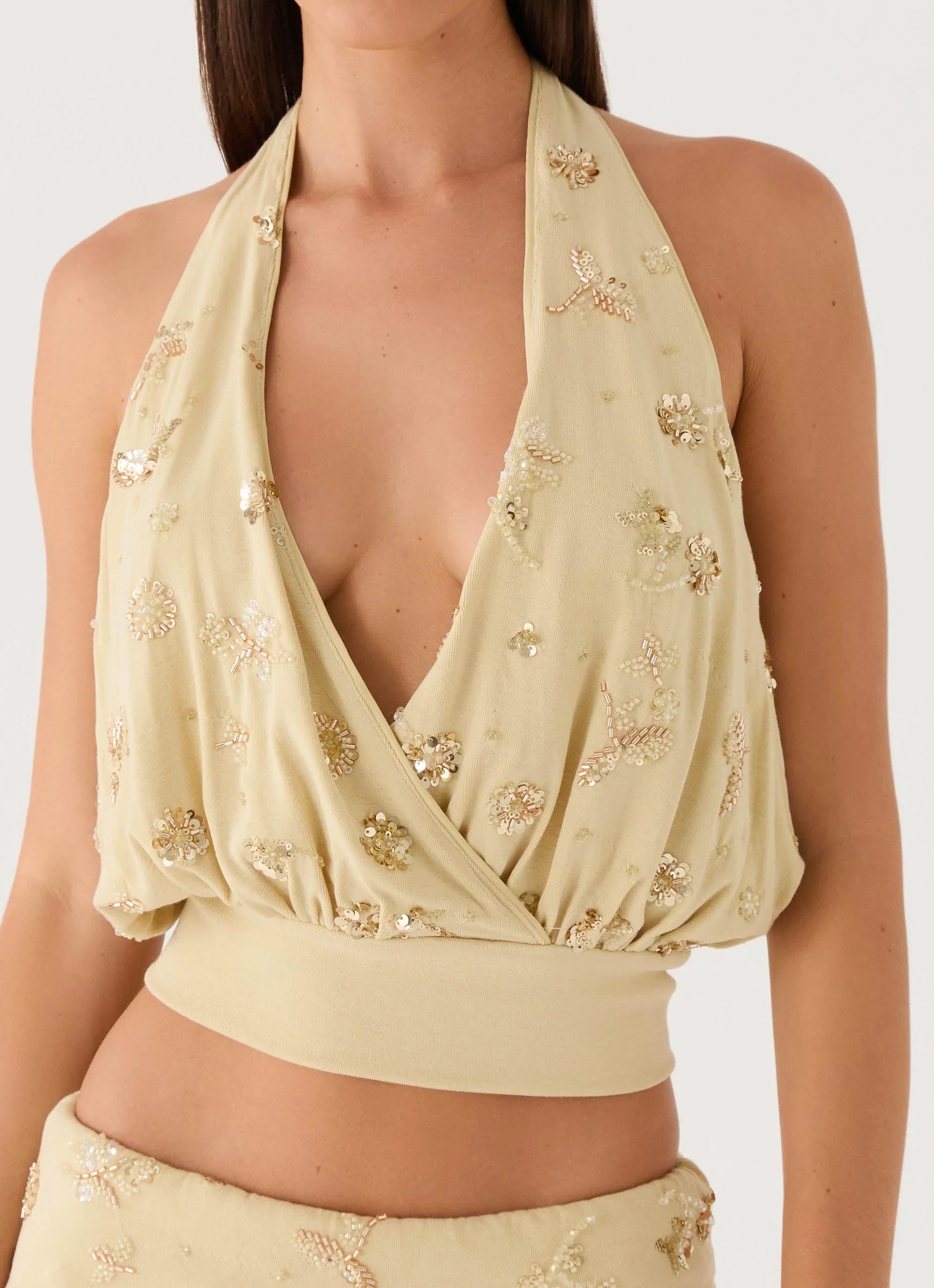 Vivienne Halter Top - Pale Olive