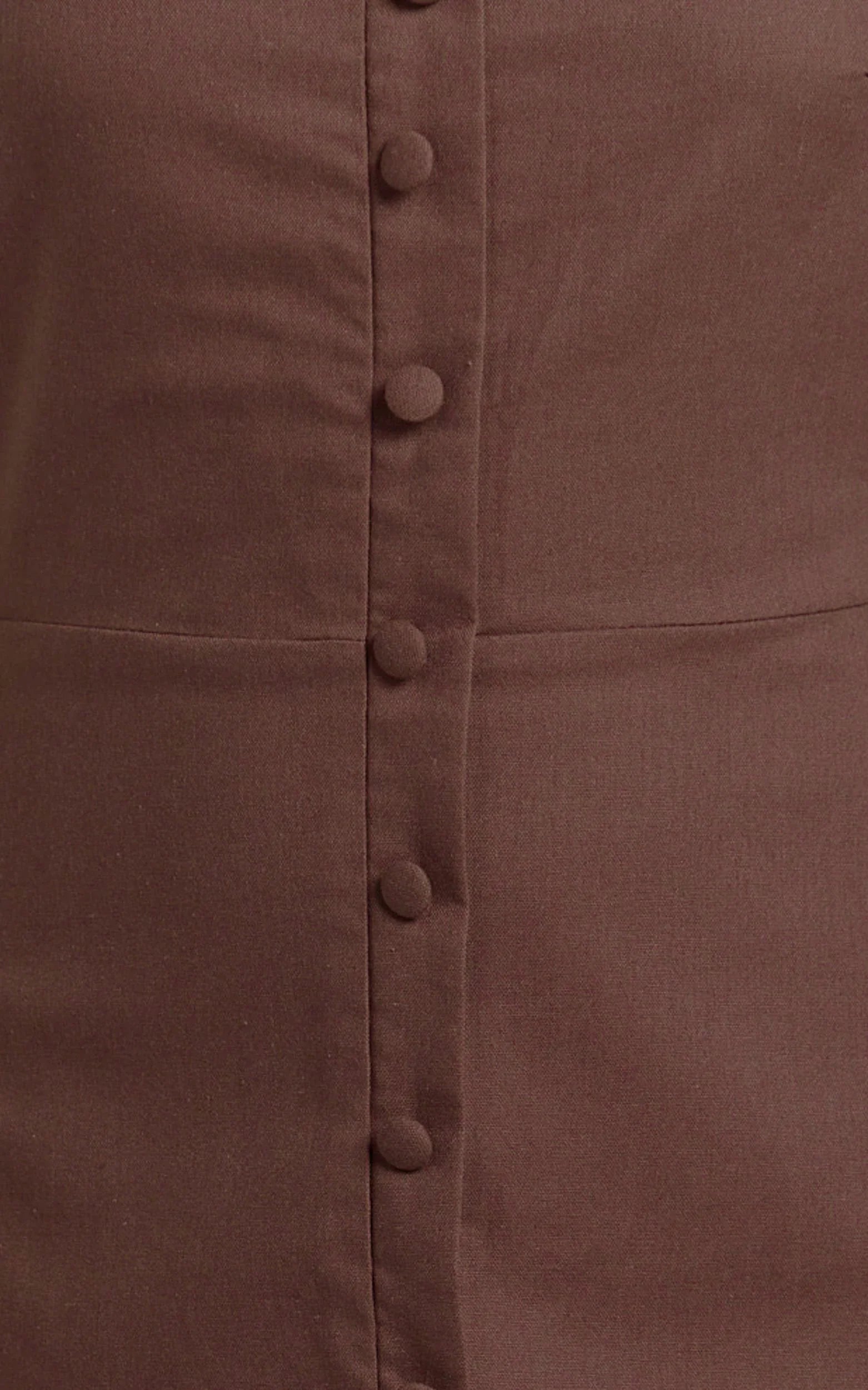 Marla Midi Dress - Square Neck Button Front Shift Dress in Chocolate