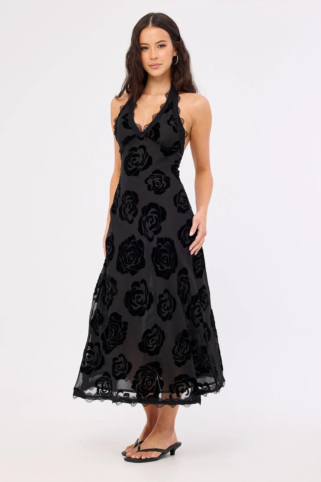 Lioness Stars Align Midi Dress Burnt Noir Rose