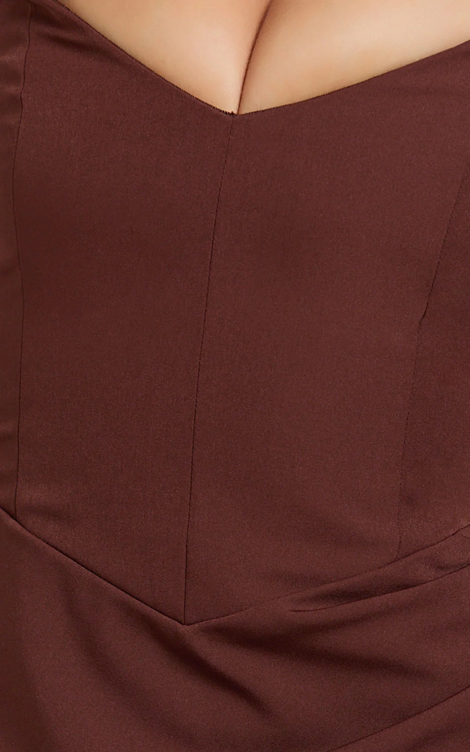 Veronika Maxi Dress - Off Shoulder Plunge High Split Dress in Chocolate