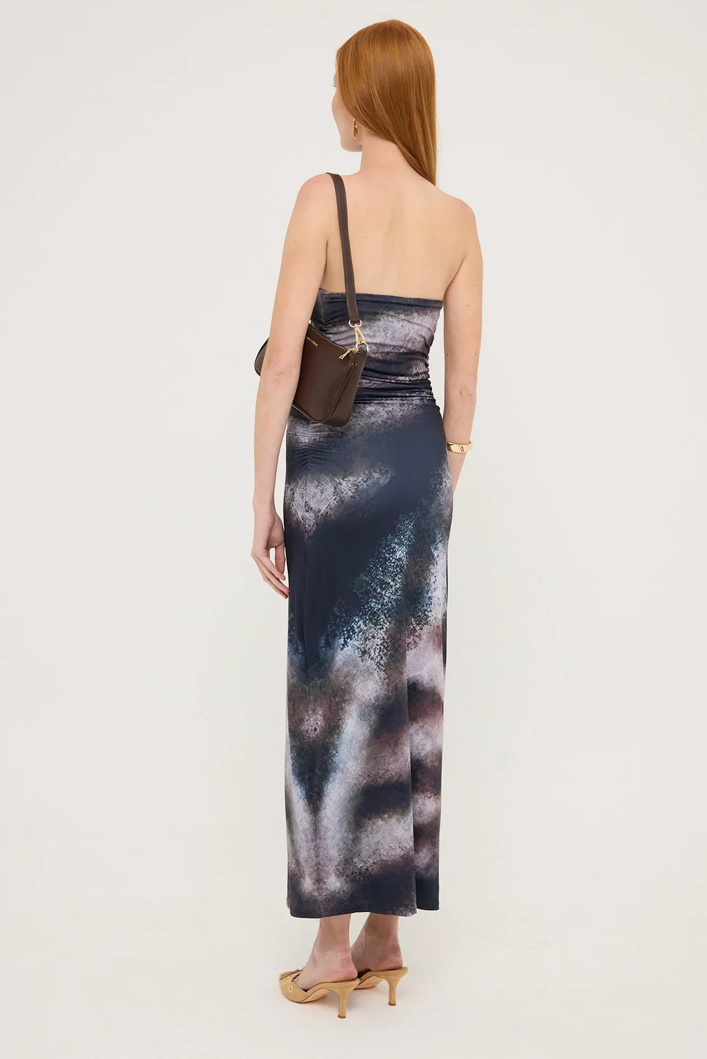 Luck & Trouble Stasia Printed Strapless Jersey Midi Dress Black Print