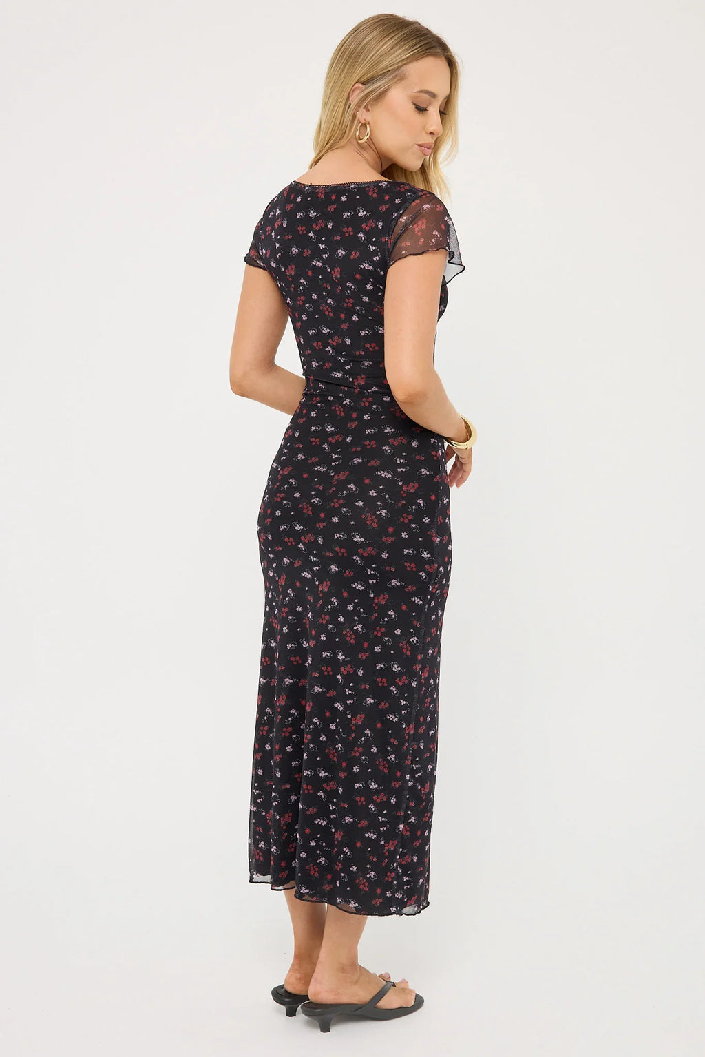 Luck & Trouble Daya Recycled Mesh Midi Dress Floral Print