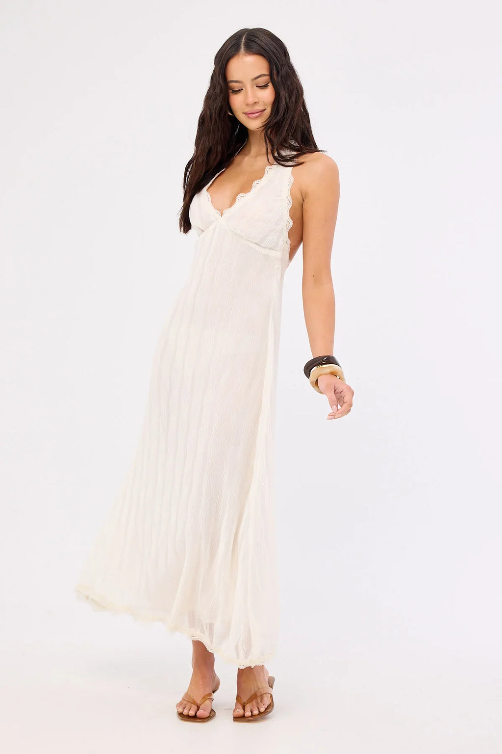 Lioness Stars Align Midi Dress Cream