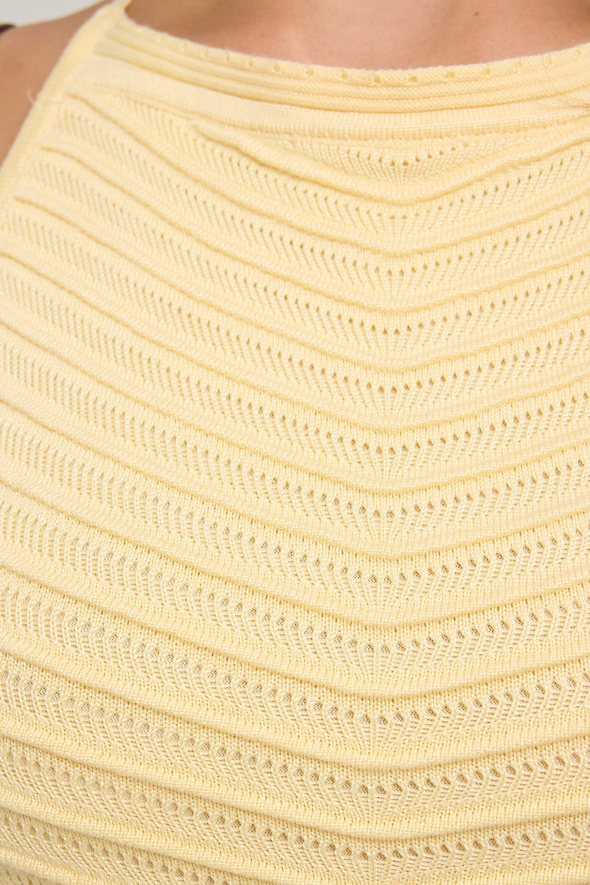 Perfect Stranger Genova Square Neck Knit Midi Dress Yellow