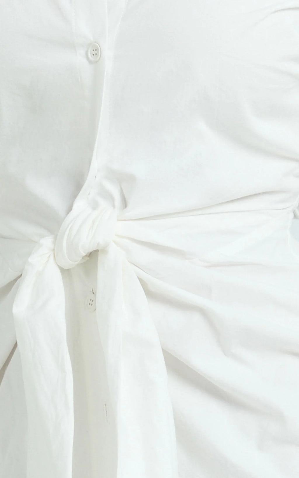 Duncan Mini Dress - Long Sleeve Tie Waist Shirt Dress in White