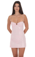Foil Embellished Dress in Baby Pink