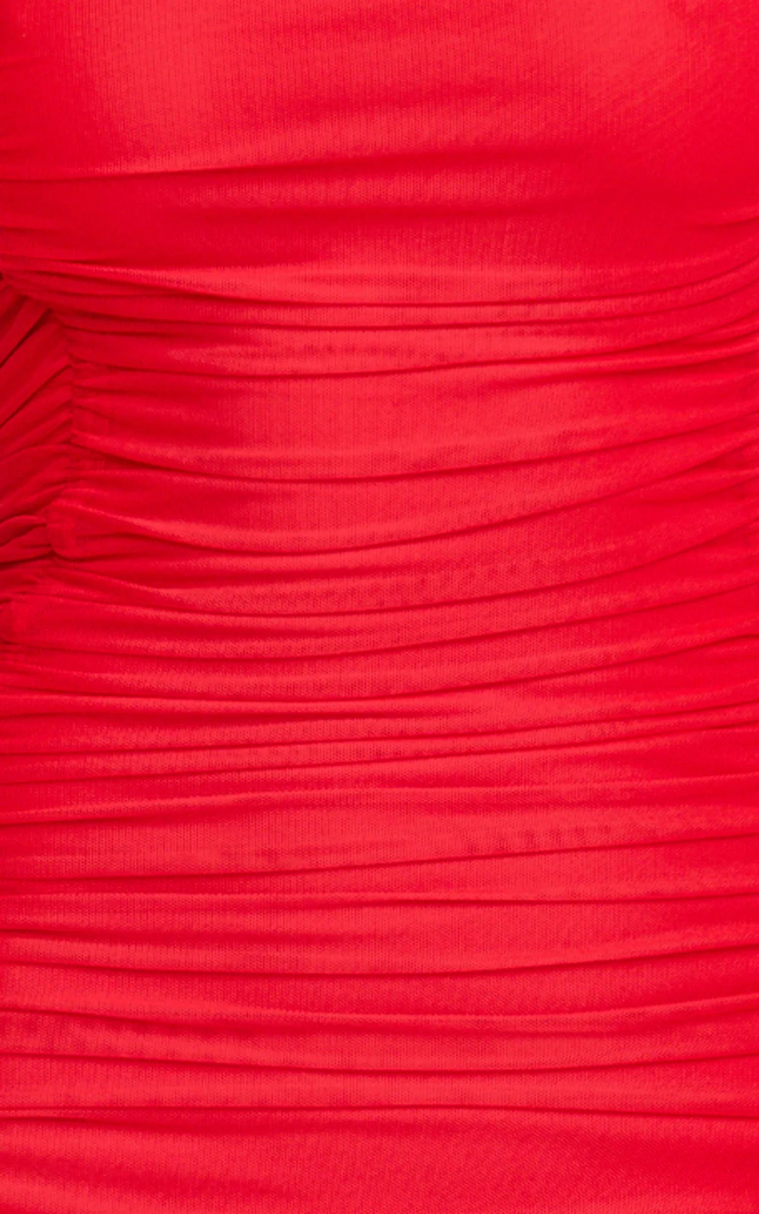 Marguerite Maxi Dress - Strapless Ruched Mesh High Leg Split Dress in Red