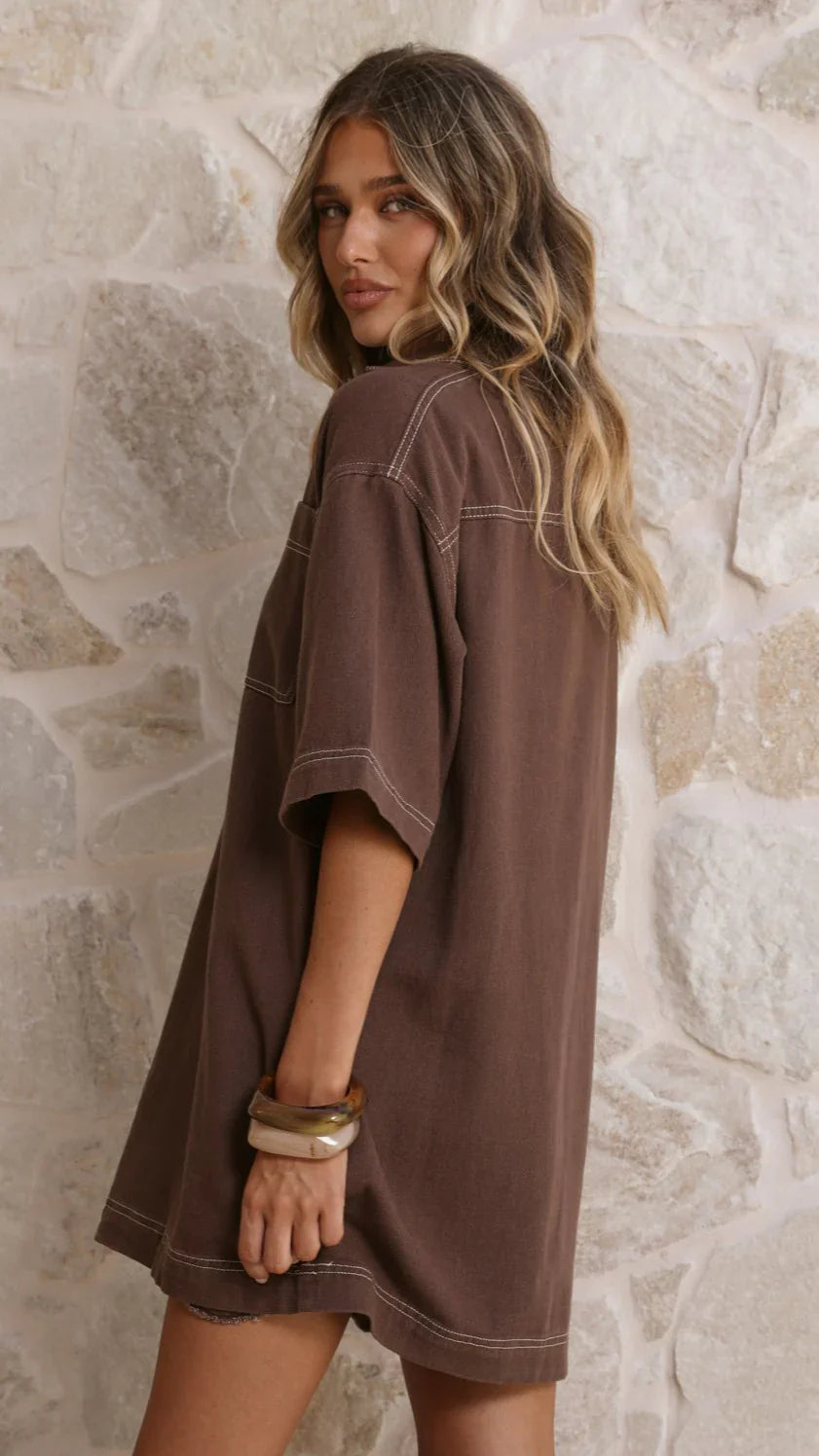 Ilia Denim Mini Dress - Chocolate