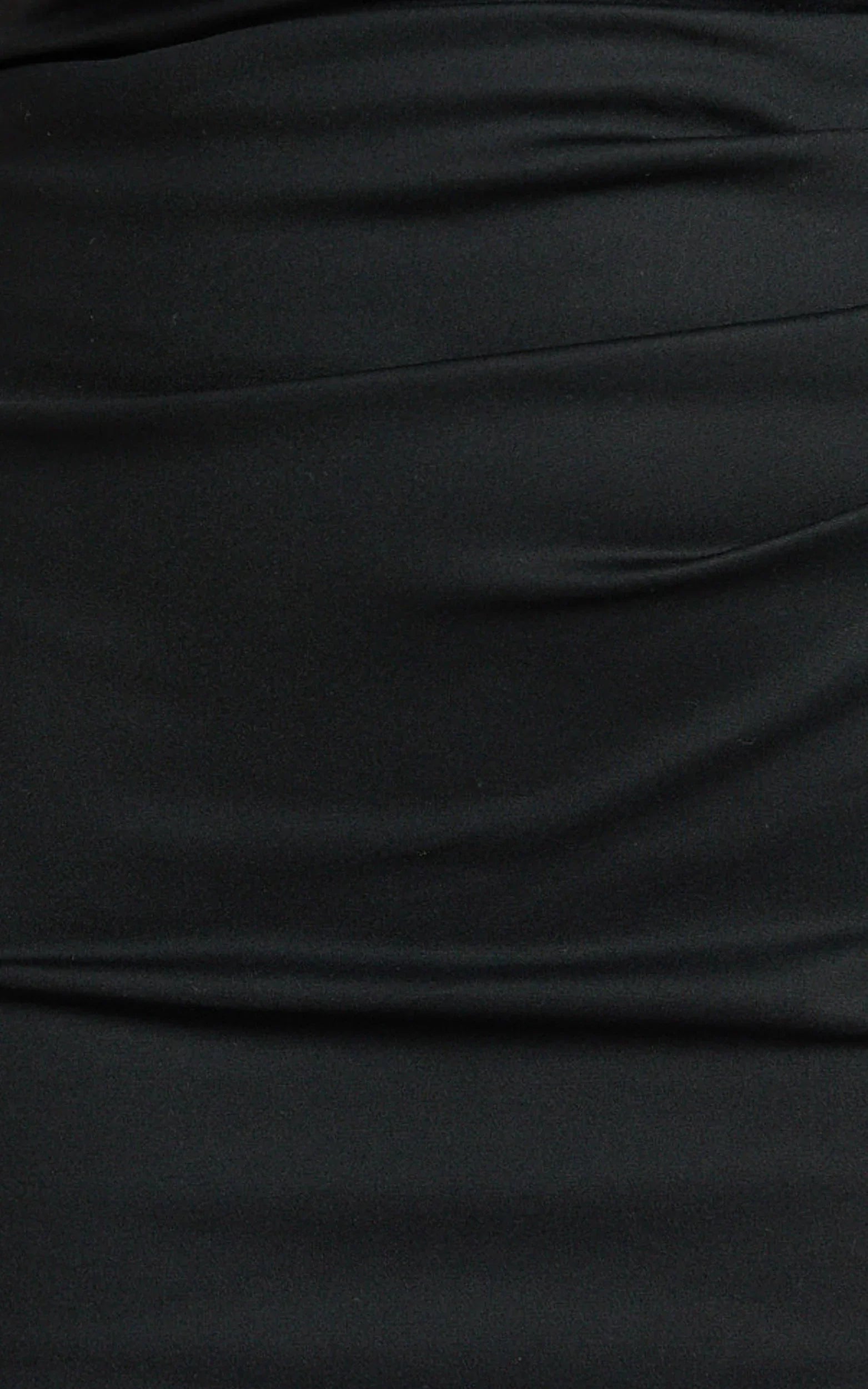Pietra Midi Dress - Scoop Neck Side Seam Tucks Fitted Dress in Black