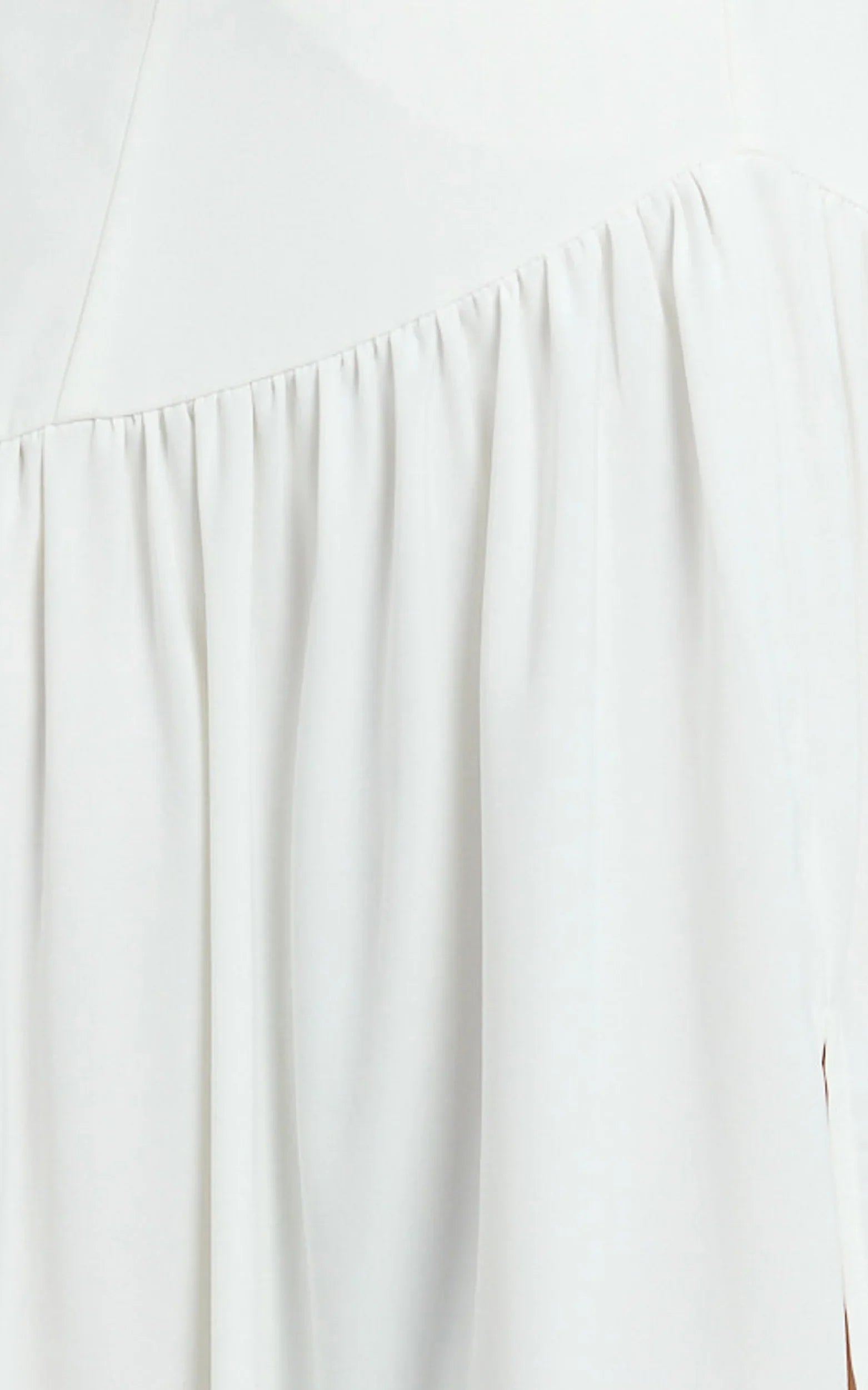 Nadiane Midi Dress - Strapless Asymmetric Drop Waist Dress in Off White
