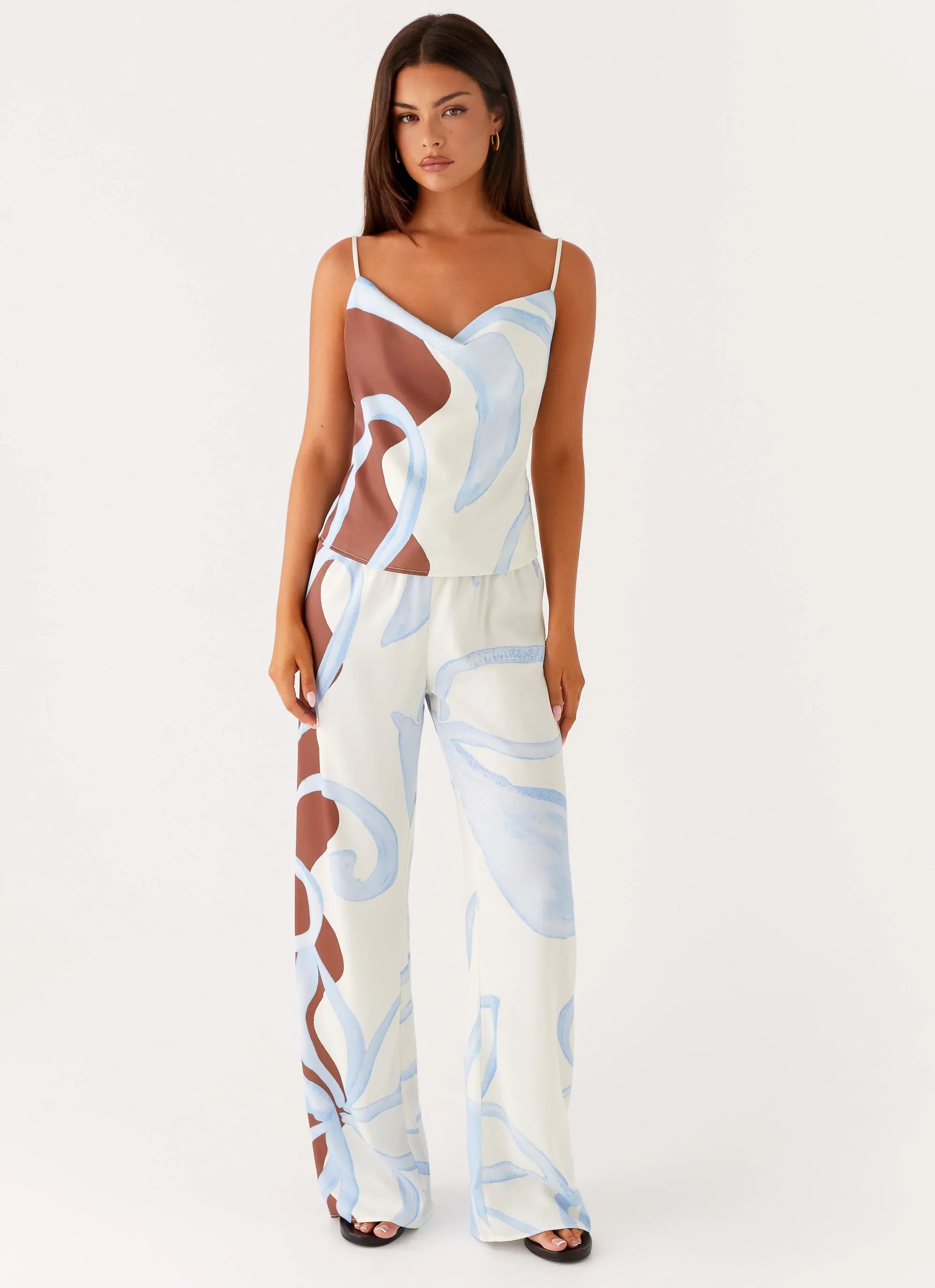 Deacon Low Rise Pants - Bloom Wave Print
