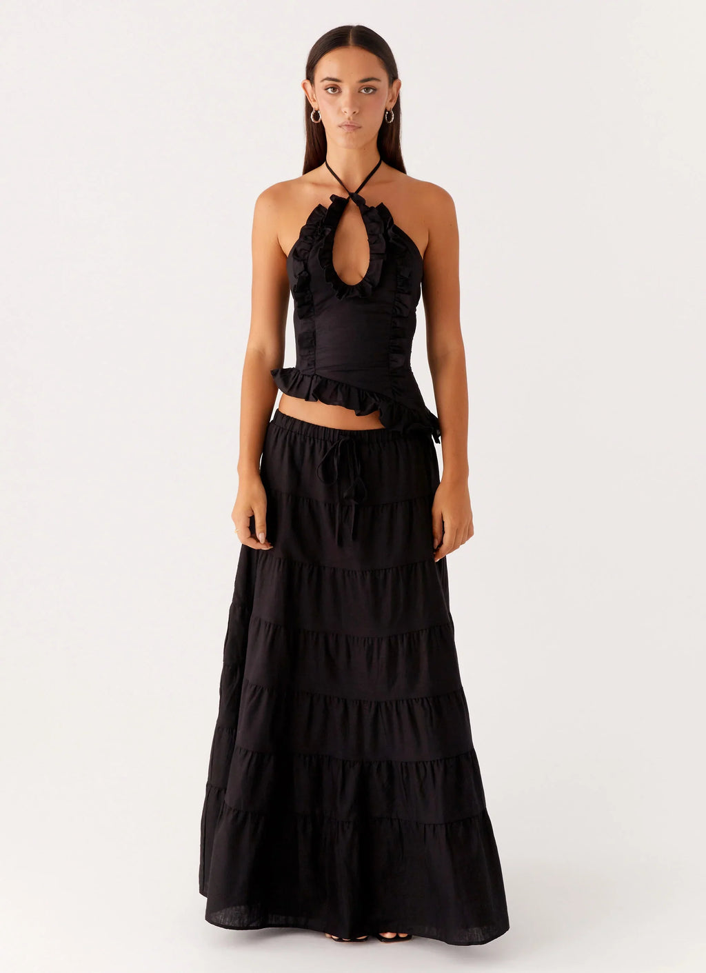 Mariella Linen Top - Black