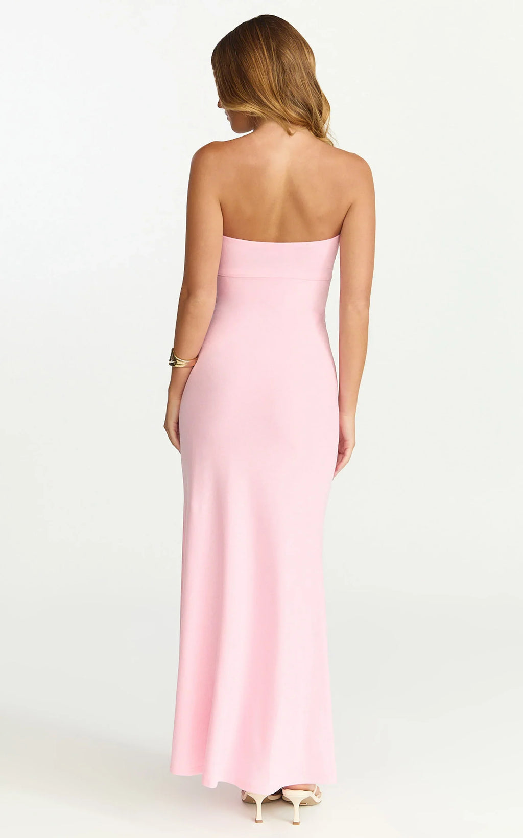 Aria Midi Dress - Strapless Tie Waist Dress in Pink