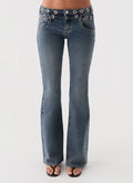 Carson Low Rise Eyelet Jeans - Blue Wash