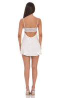 Scalloped Lace Mini Dress In White