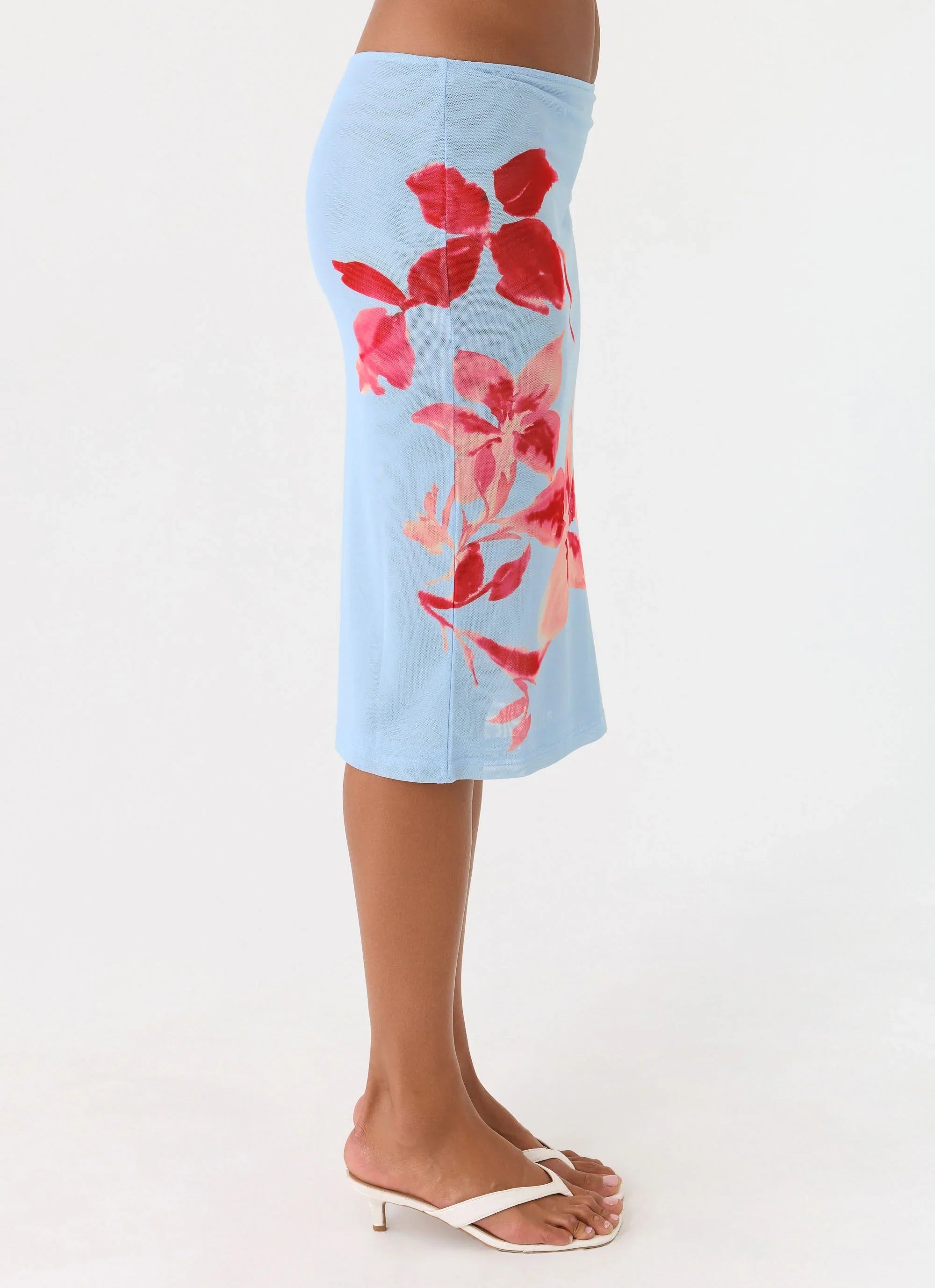 Tamia Midi Skirt - Blue Petal