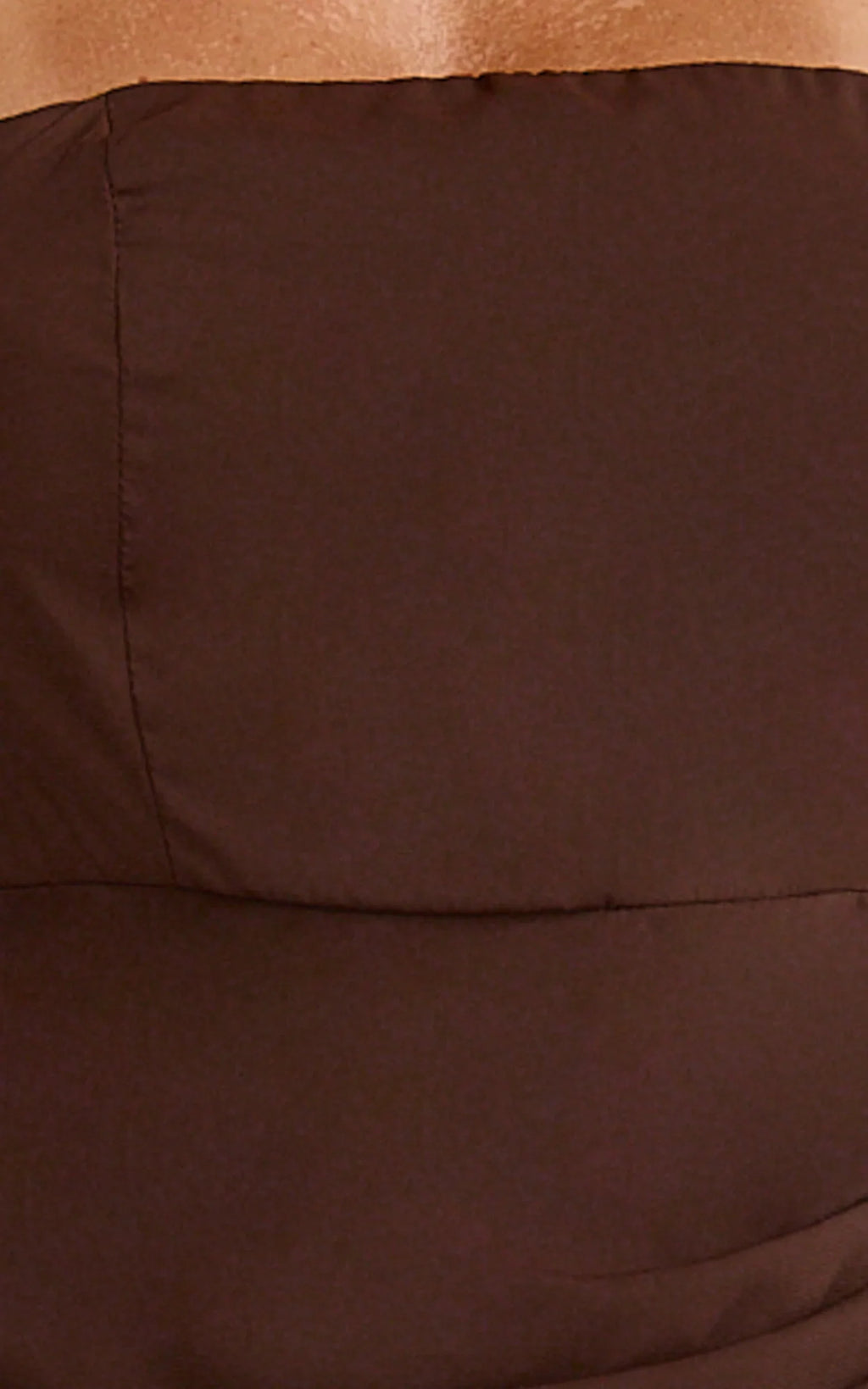 Penelope Maxi Dress - Halter Tie Back Neck Dropped Asymmetric Fit And Flare Dress in Chocolate