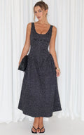 Lioness - Luna Rosa Midi Dress - In Noir Polka
