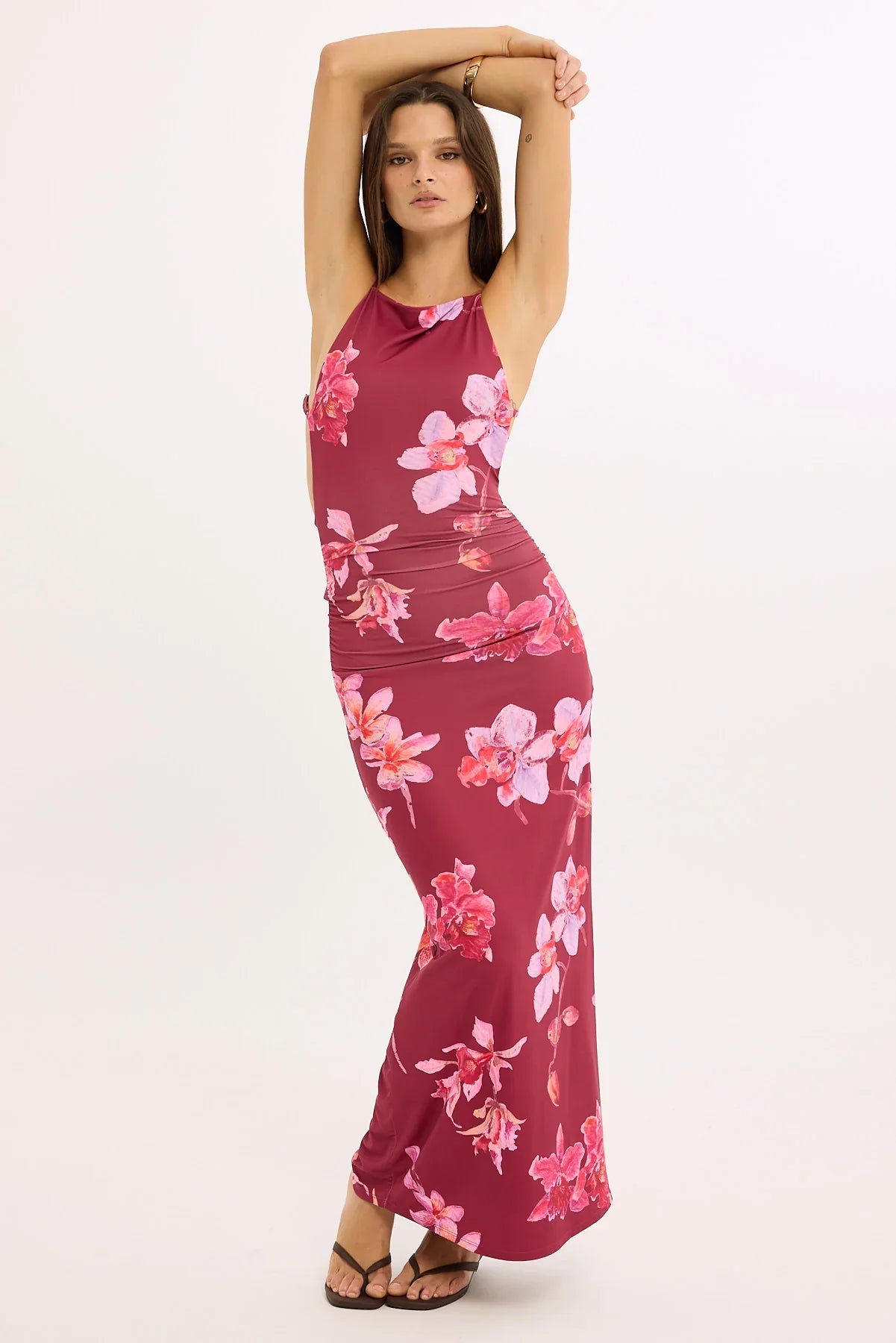 Luck & Trouble Esme Lani Split Midi Dress Floral Print
