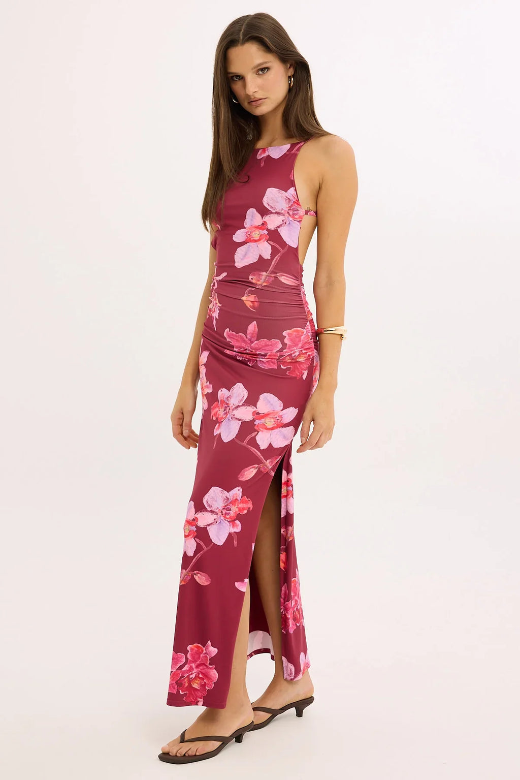 Luck & Trouble Esme Lani Split Midi Dress Floral Print