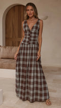 Sanya Maxi Dress - Chocolate Check