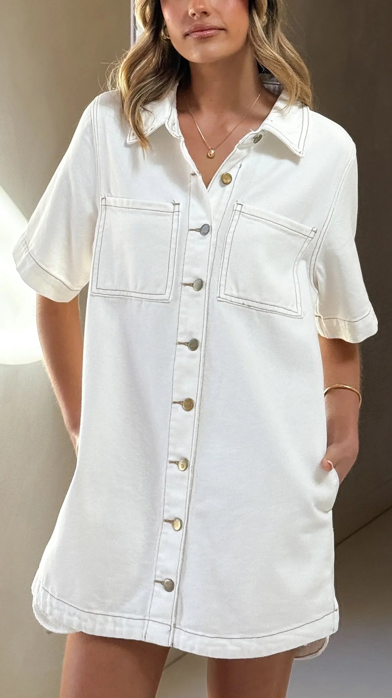 Rayna Denim Mini Dress - White