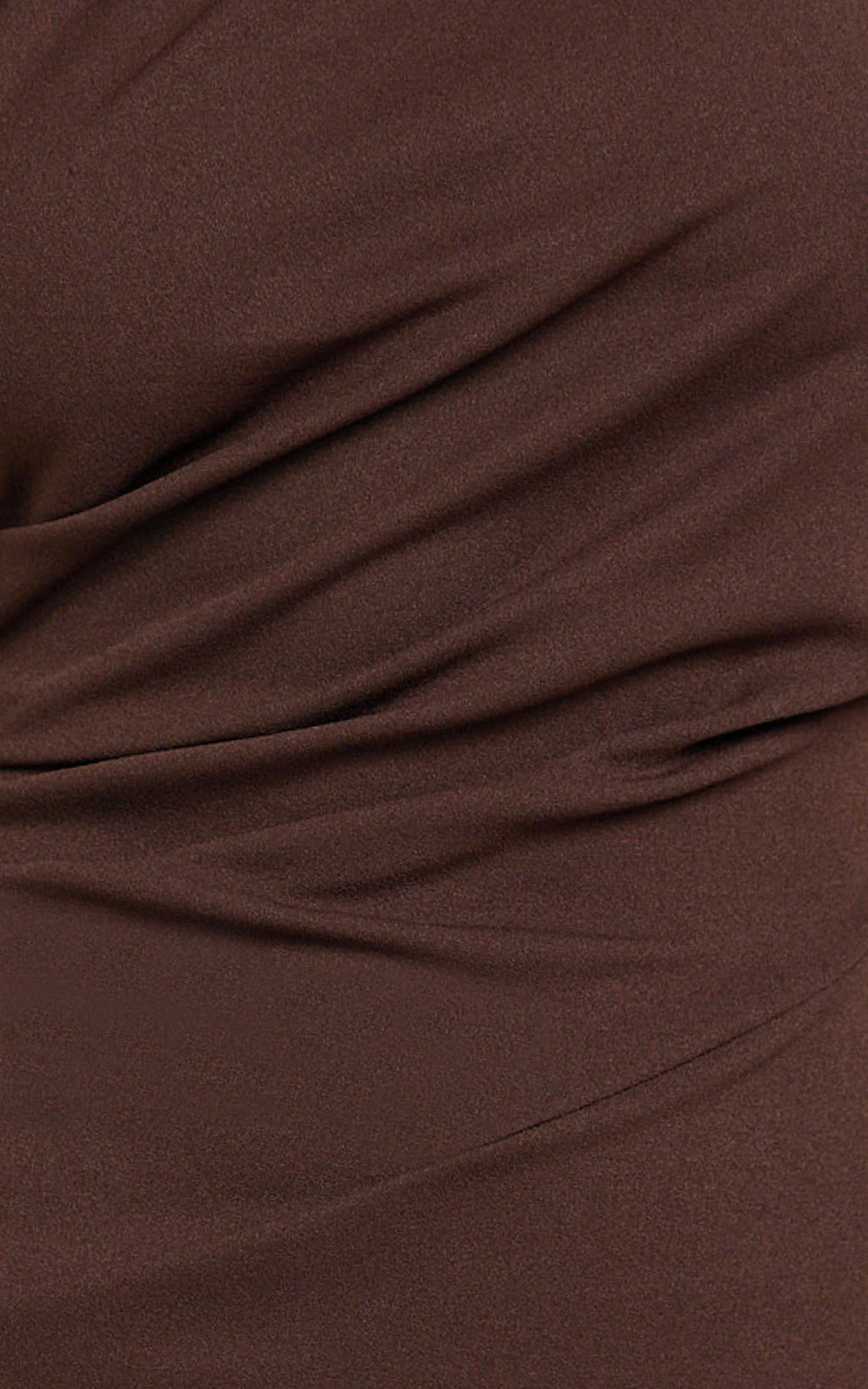 Visenta Midi Dress - Asymmetrical Sleeve Dress in Brown