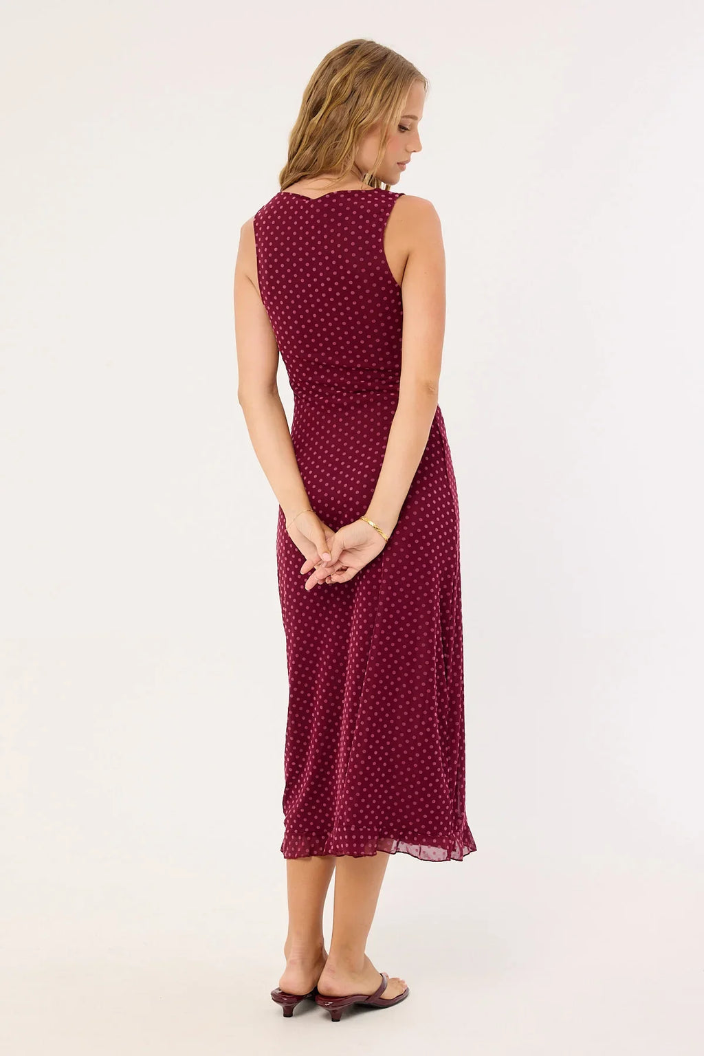 Motel Gabriella Midi Dress Basic Polka Flock Berry