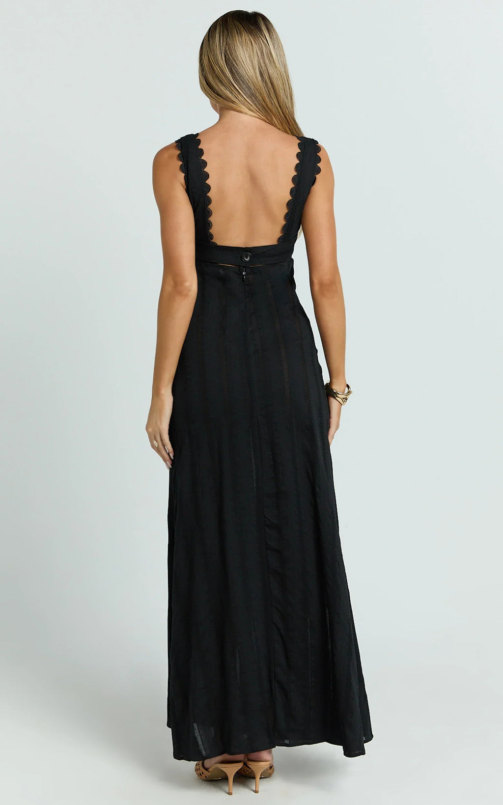Roxanne Midi Dress - Square Neck Fit And Flare Dress in Black