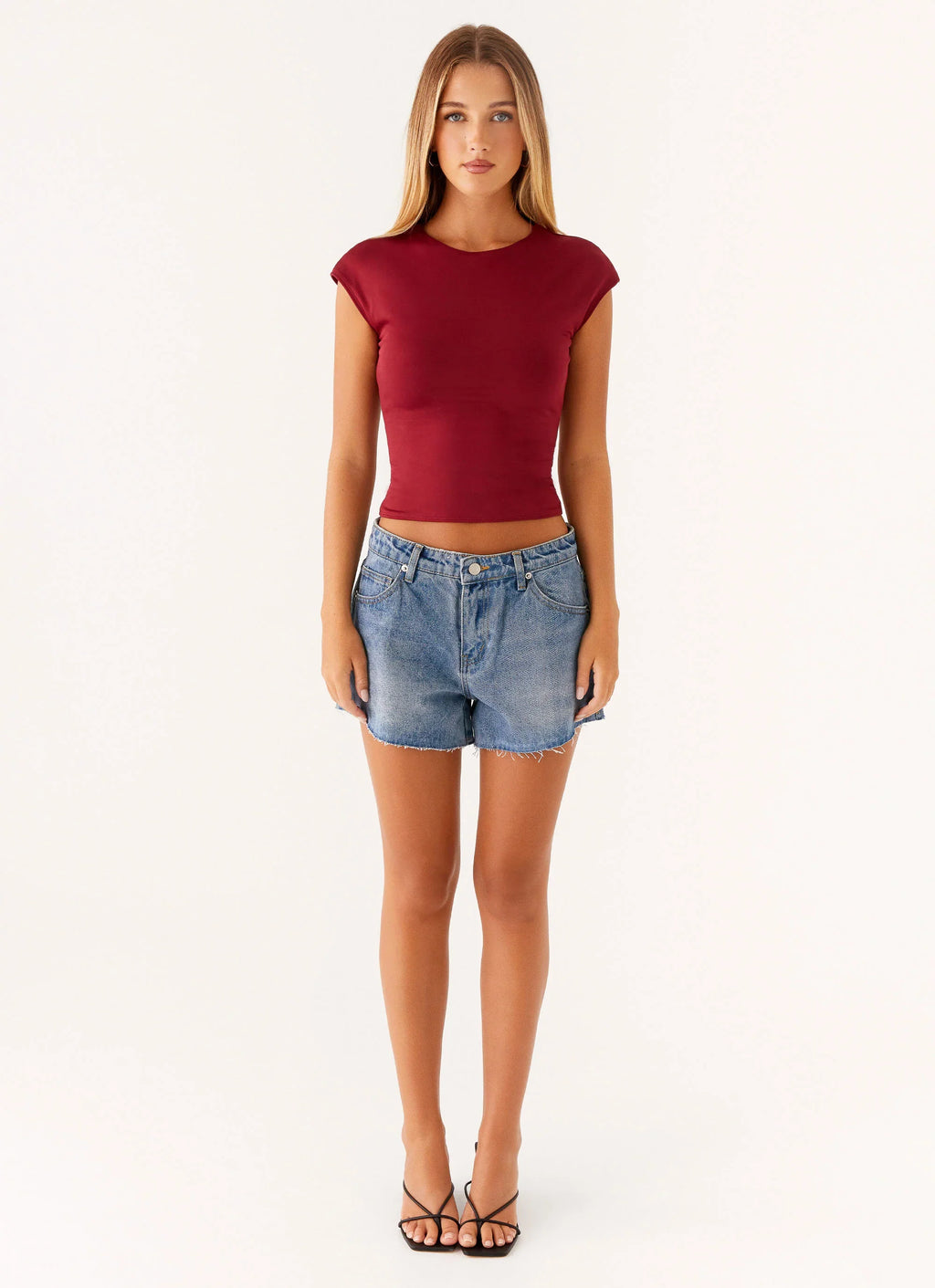 Davie Low Rise Denim Shorts - Blue