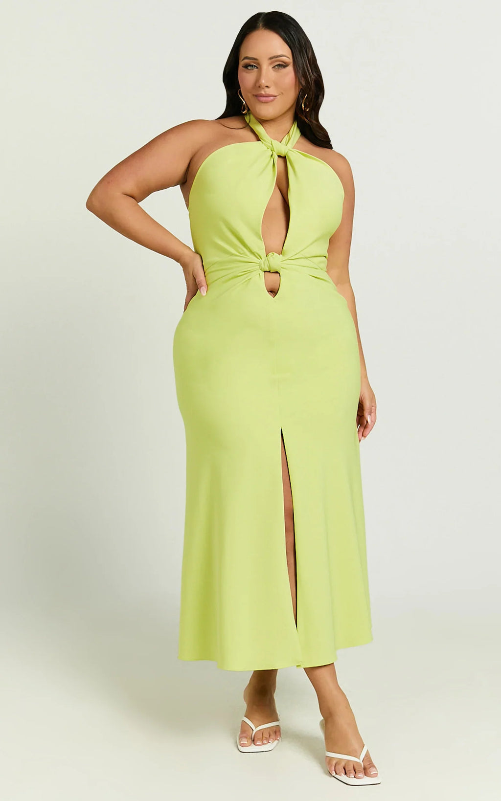 Amalie The Label - Levine Halter Front Cut Out Midi Dress - In Citrus