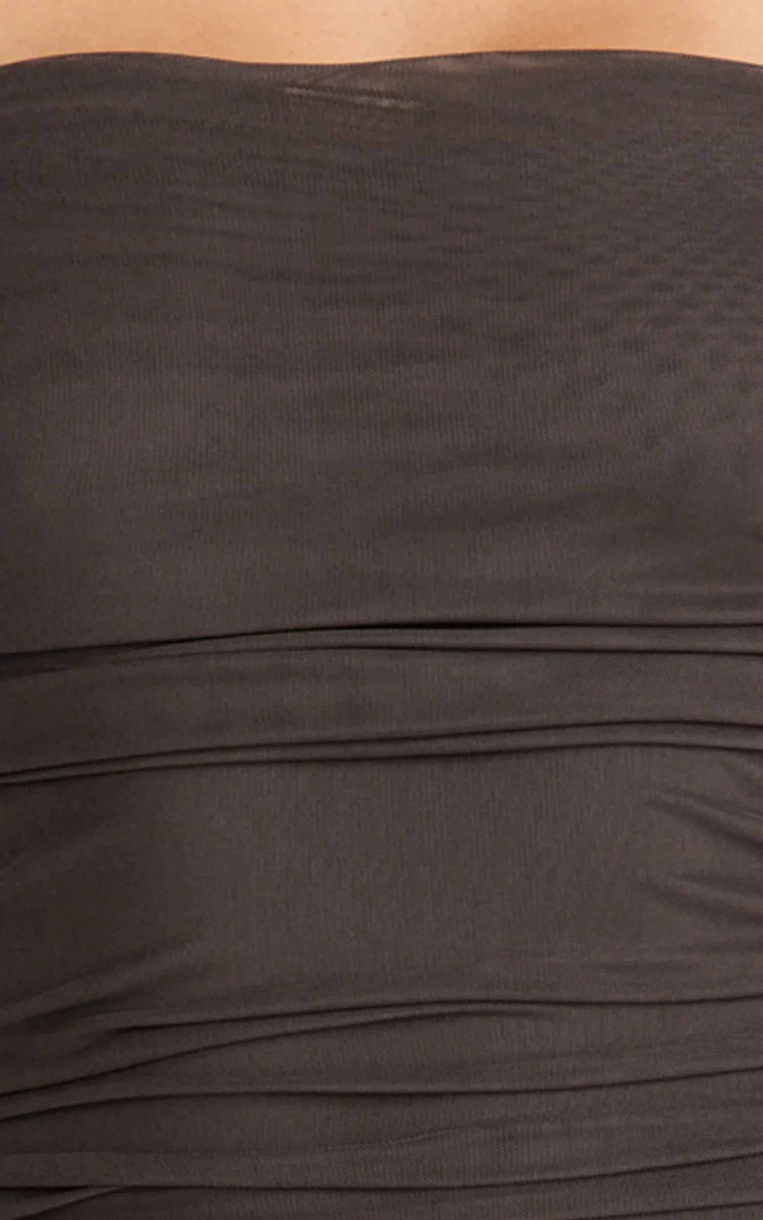 Caterina Maxi - Ruched Off Shoulder Mesh Dress in Chocolate