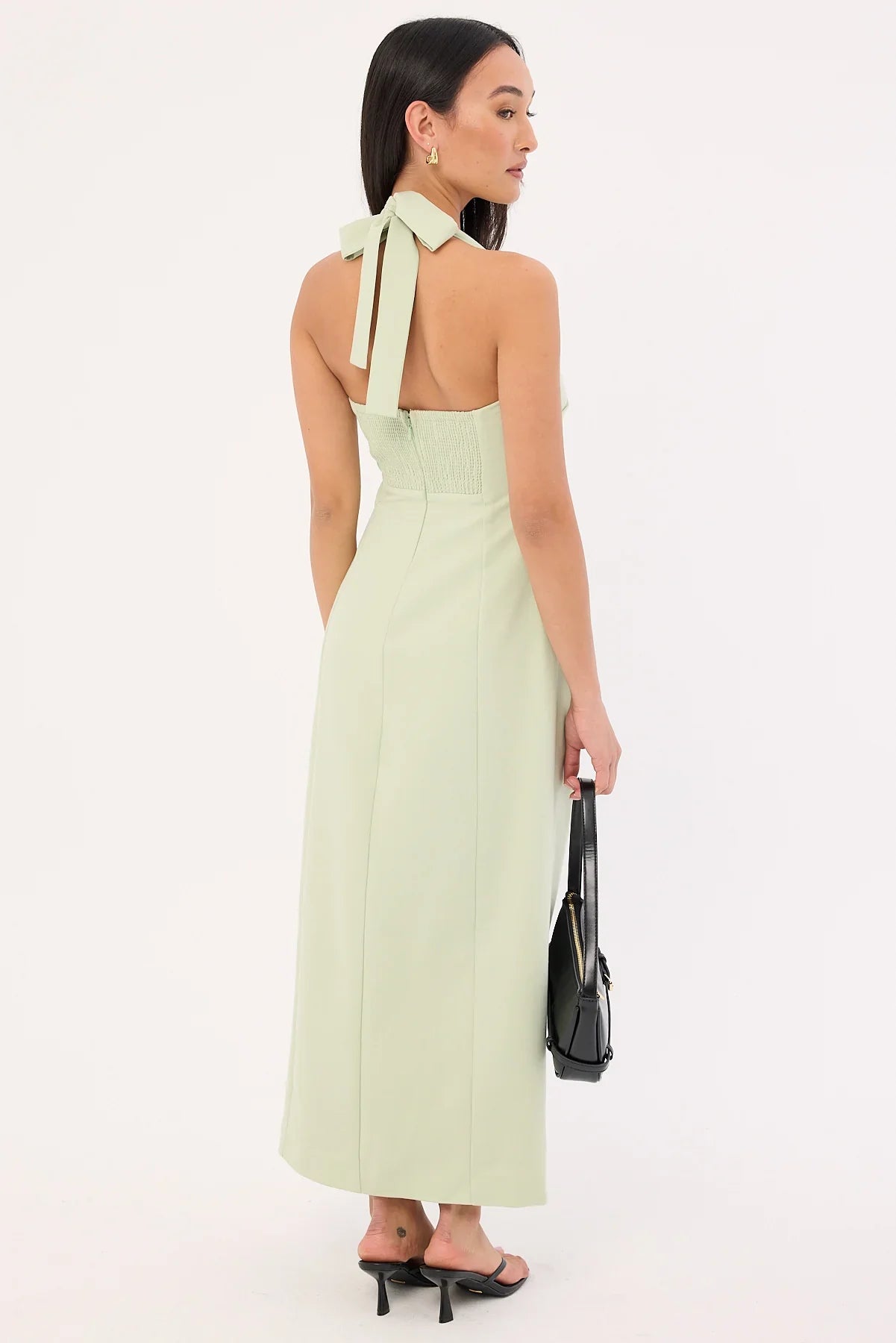 Perfect Stranger Lucette Halter Suiting Midi Dress Mint