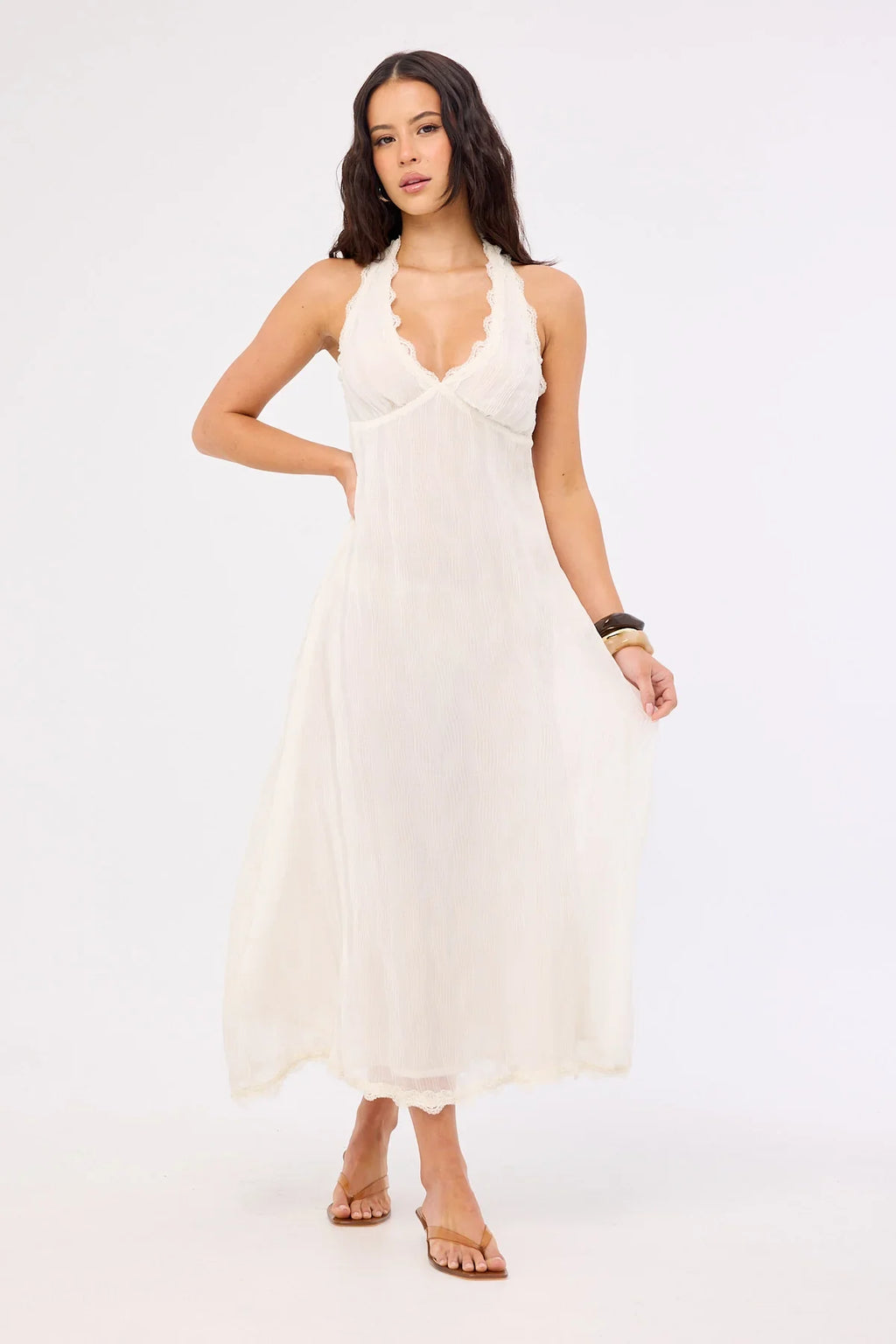 Lioness Stars Align Midi Dress Cream