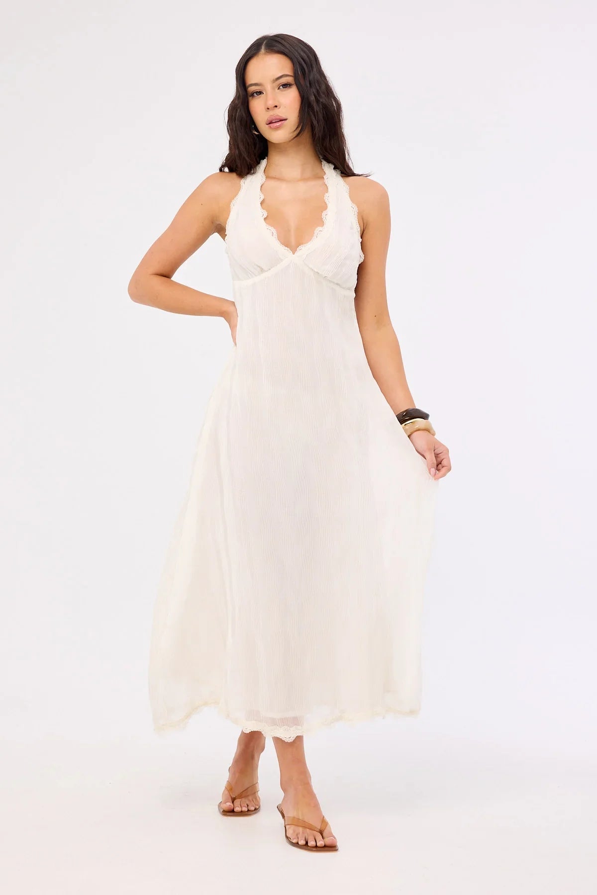 Lioness Stars Align Midi Dress Cream
