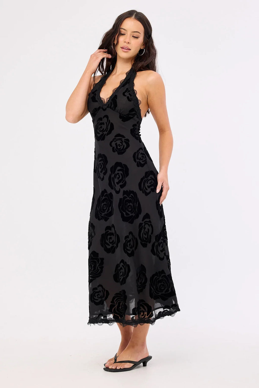 Lioness Stars Align Midi Dress Burnt Noir Rose